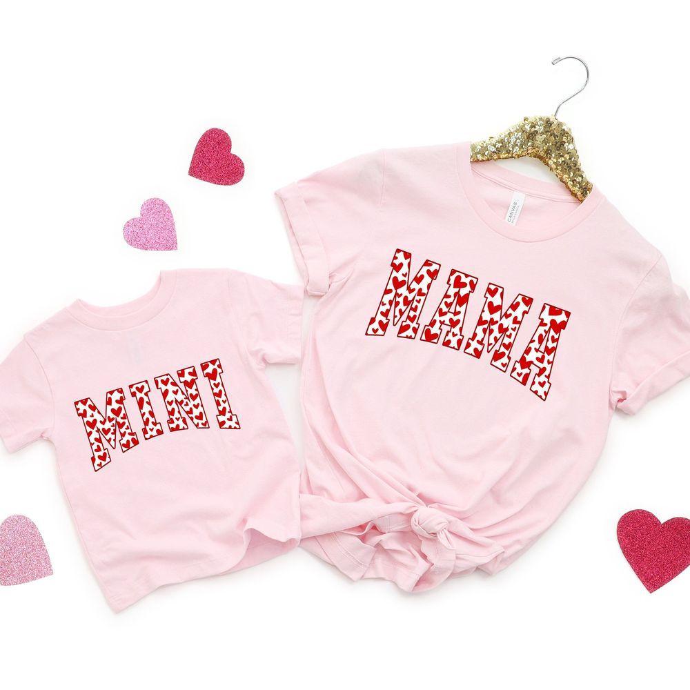 Cute Mommy And Me Valentines Day Matching Outfits Valentines Mini And Momma Mommy And Me Shirts First Valentines Day Mama And Mini Shirts Graphic Printed Merch